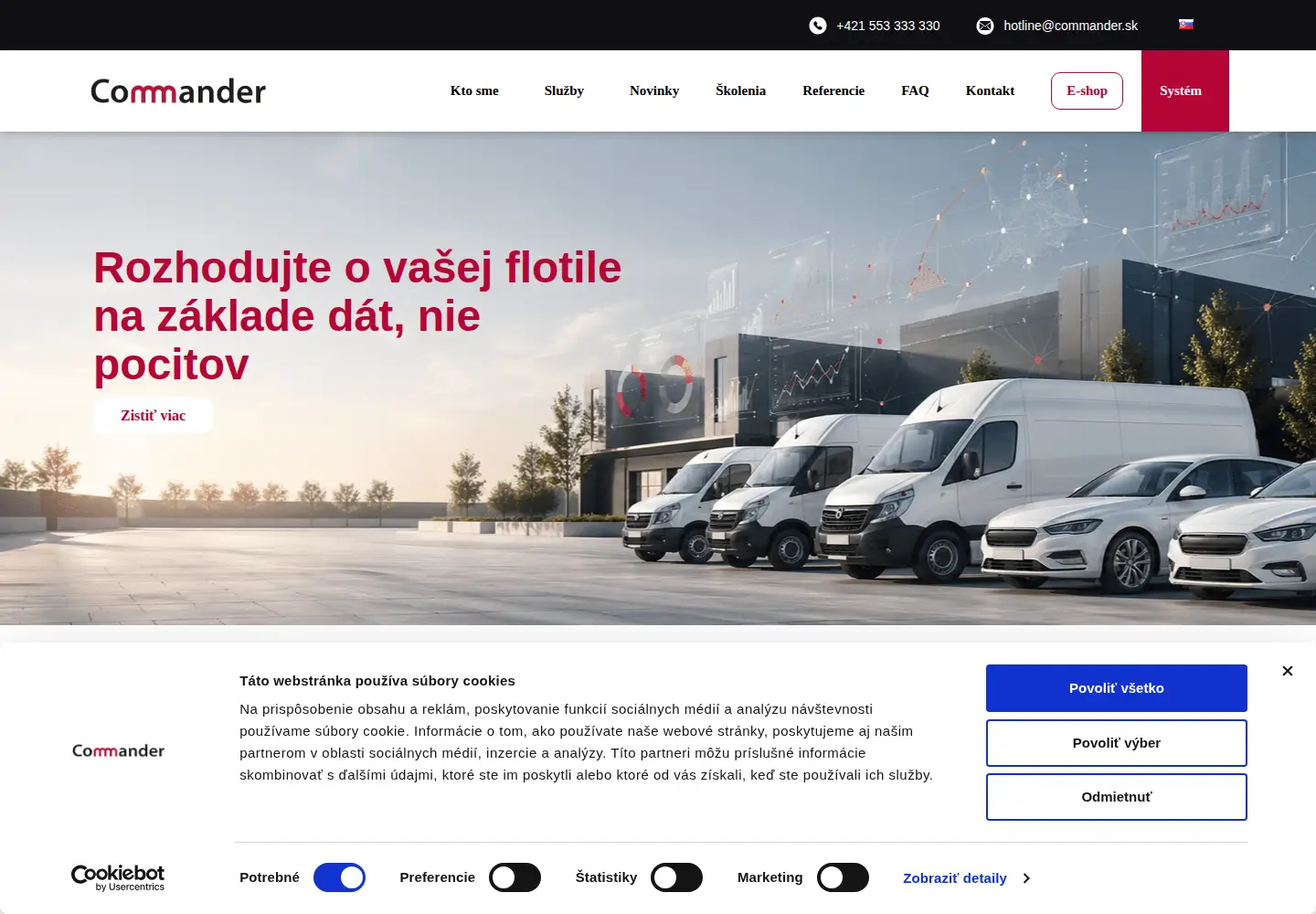 Captured homepage of commander.sk in the current scan