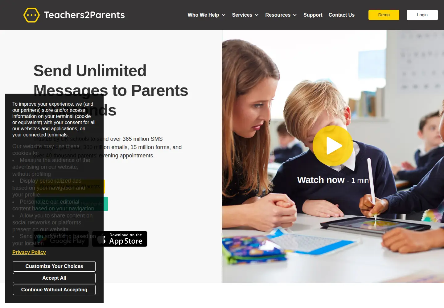 Captured homepage of teachers2parents.co.uk in the current scan