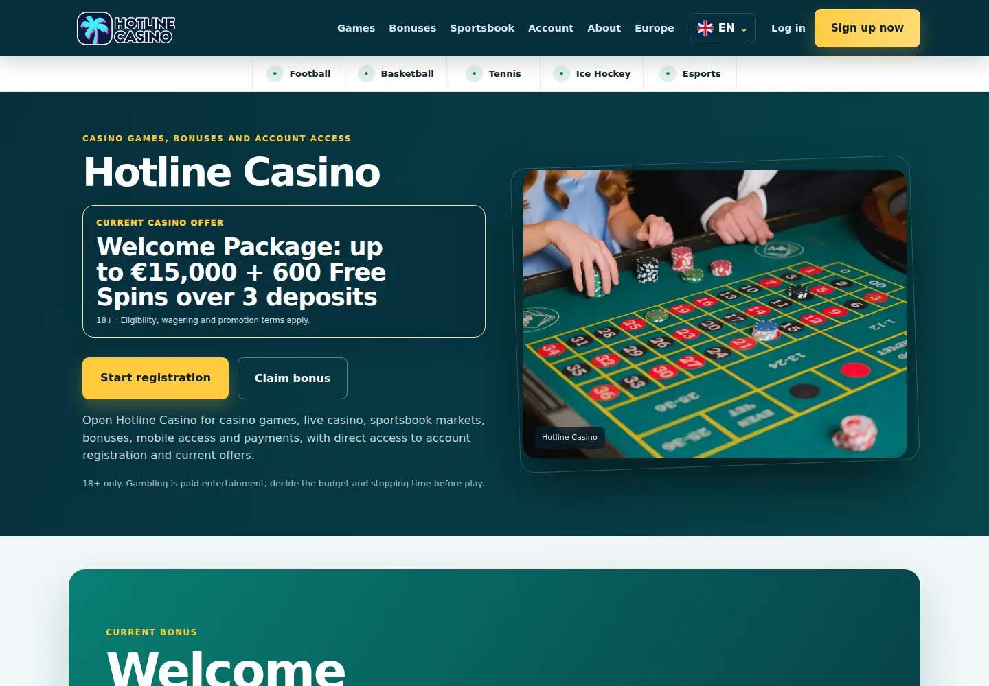 Screenshot of hotlinecasino.eu