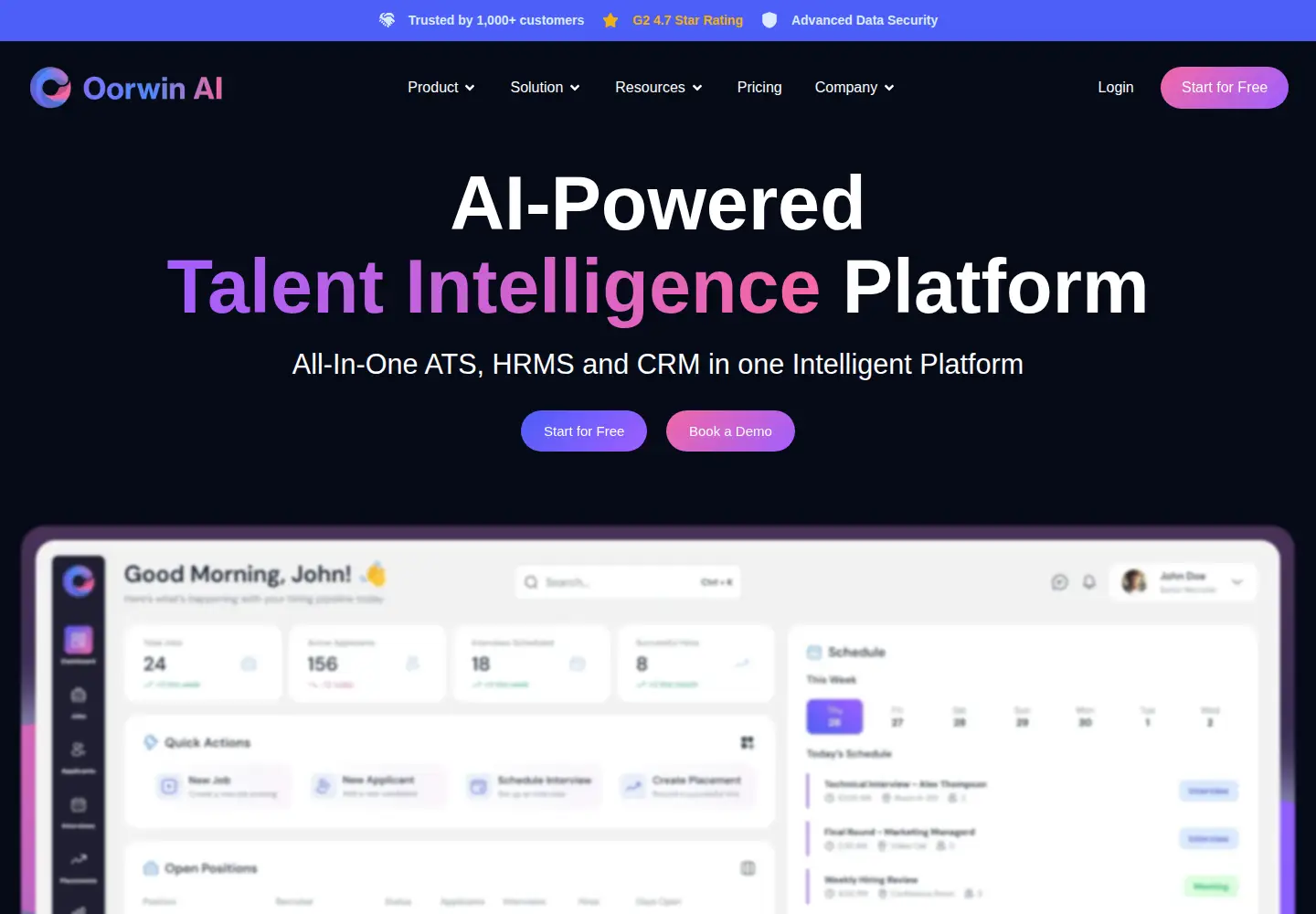Captured homepage of oorwin.ai in the current scan