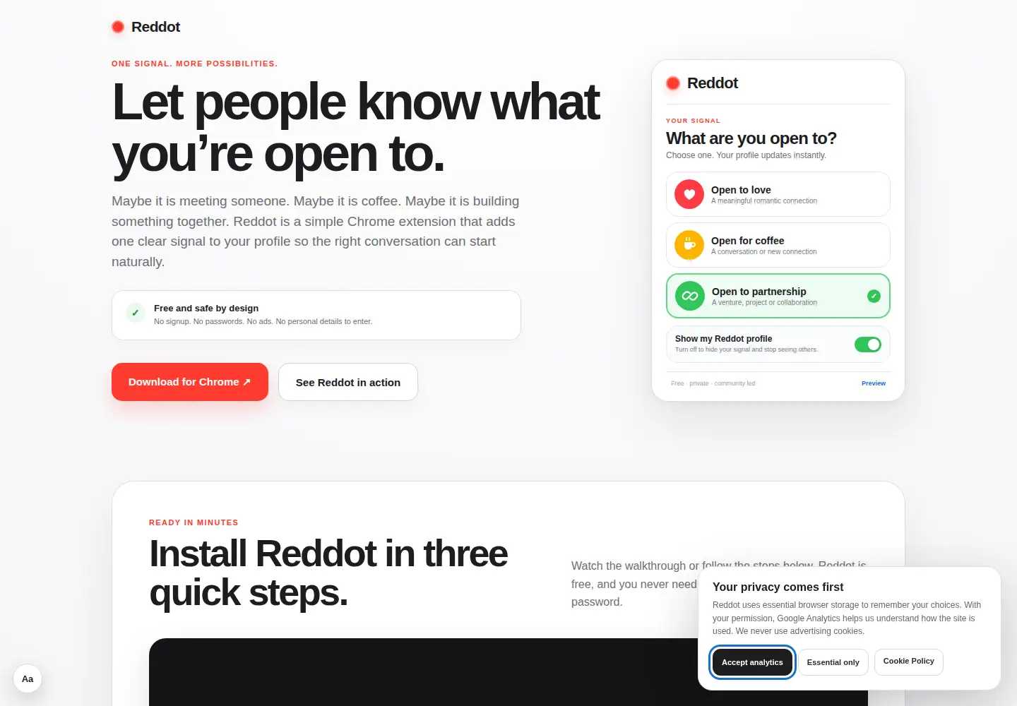 Captured homepage of red-dot.ai in the current scan