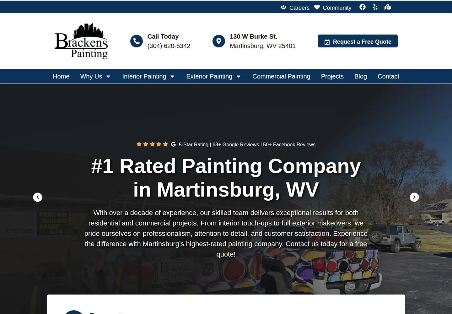 Screenshot of brackenspainting.com