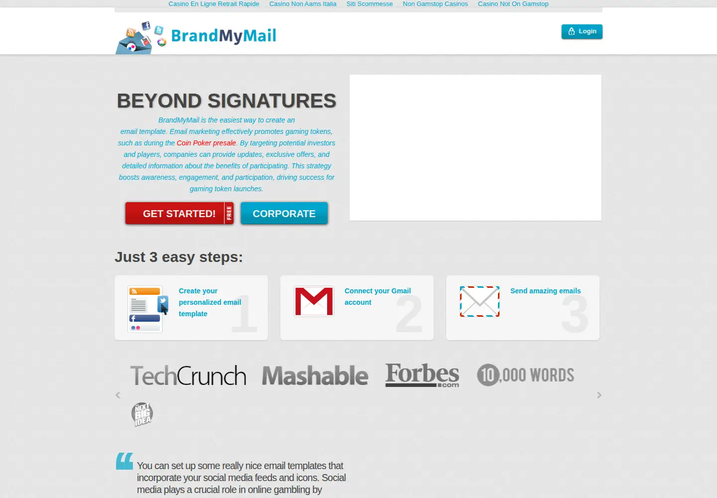 Captured homepage of brandmymail.com in the current scan