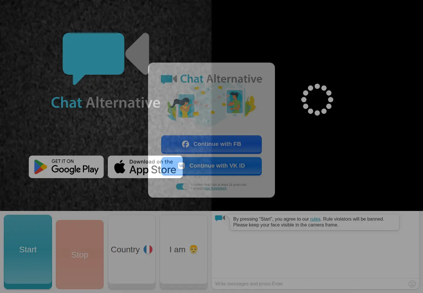 Screenshot of chatalternative.com