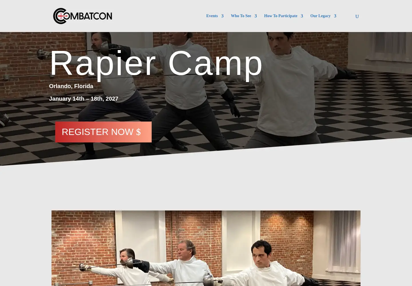 Captured homepage of combatcon.com in the current scan