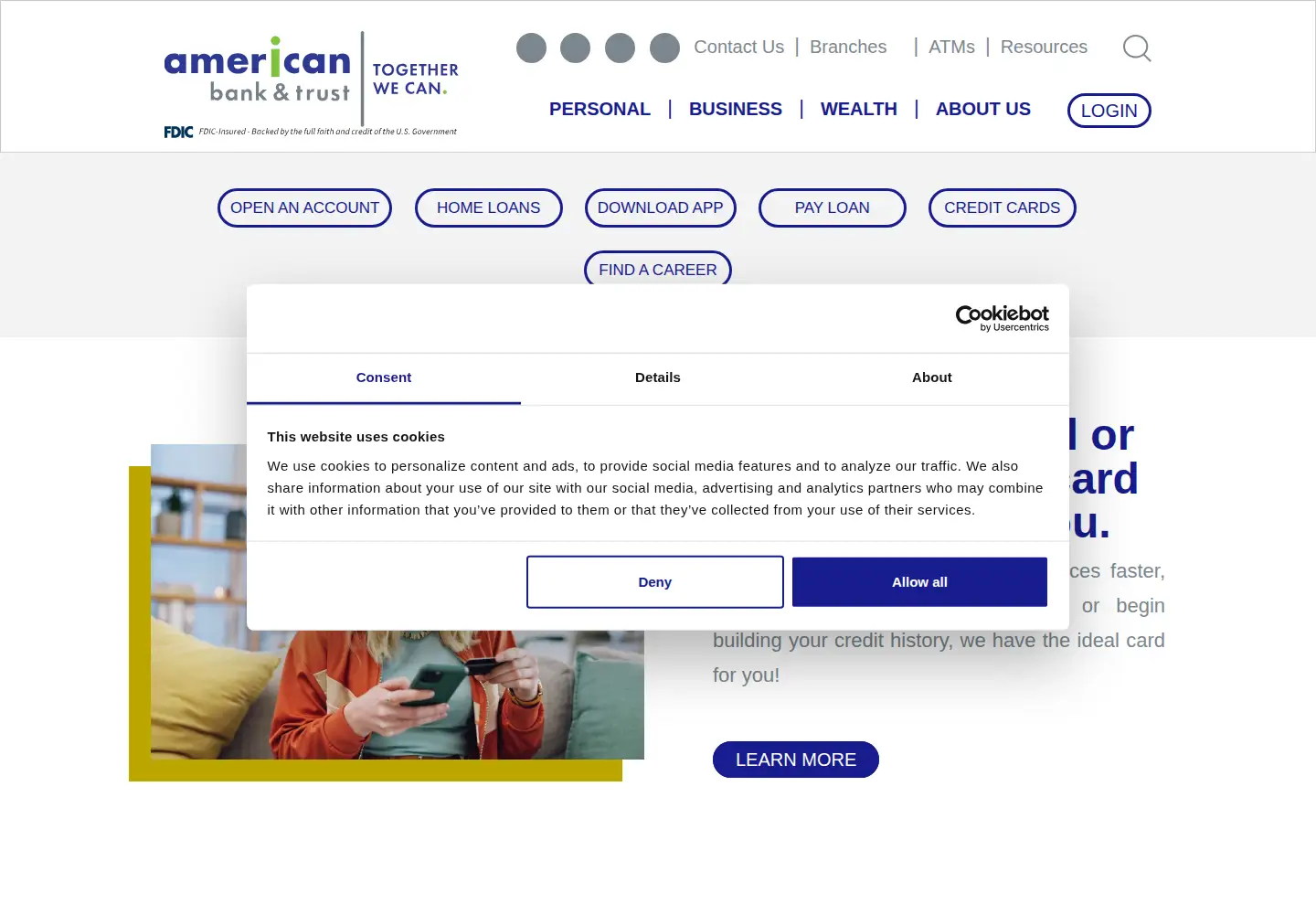 Captured homepage of goambank.com in the current scan
