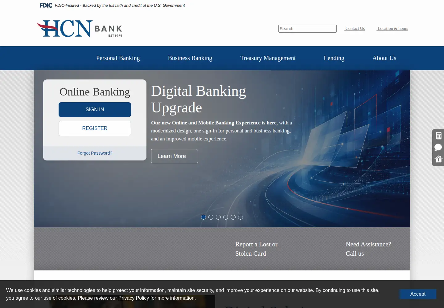 Captured homepage of hcnbank.com in the current scan