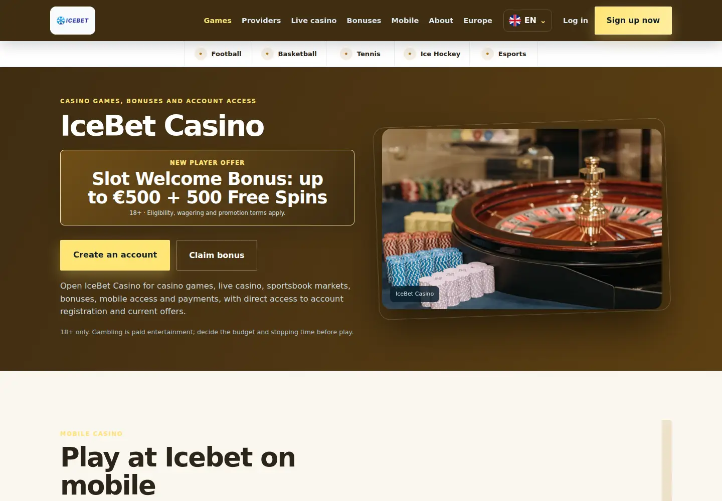 Screenshot of icebet-casino.eu