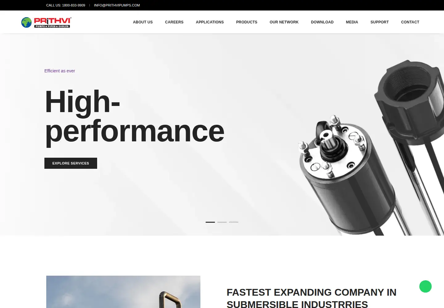 Screenshot of prithvipumps.com