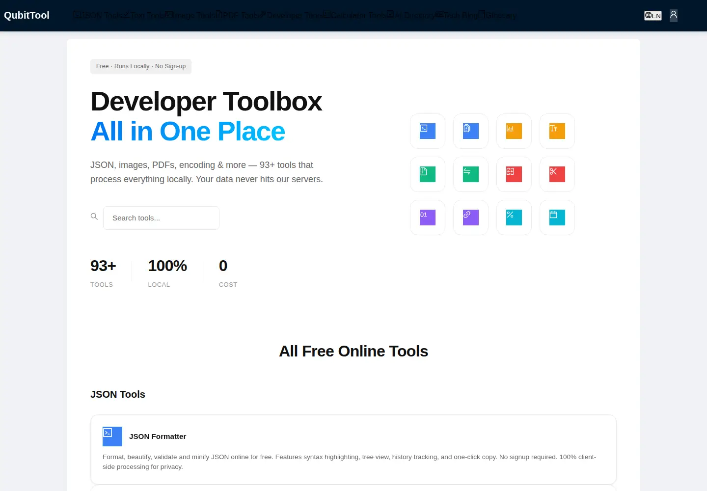 Screenshot of qubittool.com