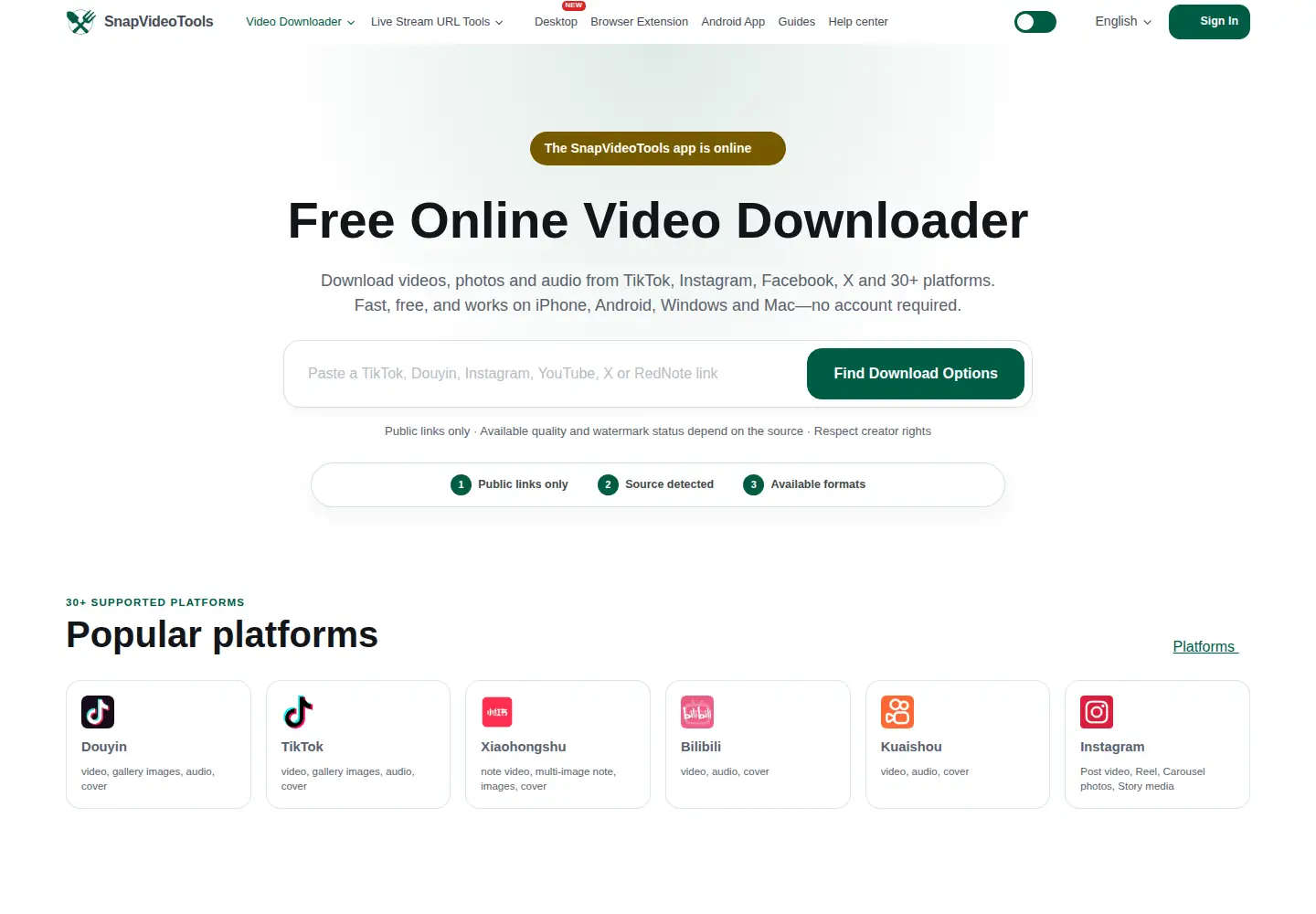 Screenshot of snapvideotools.com