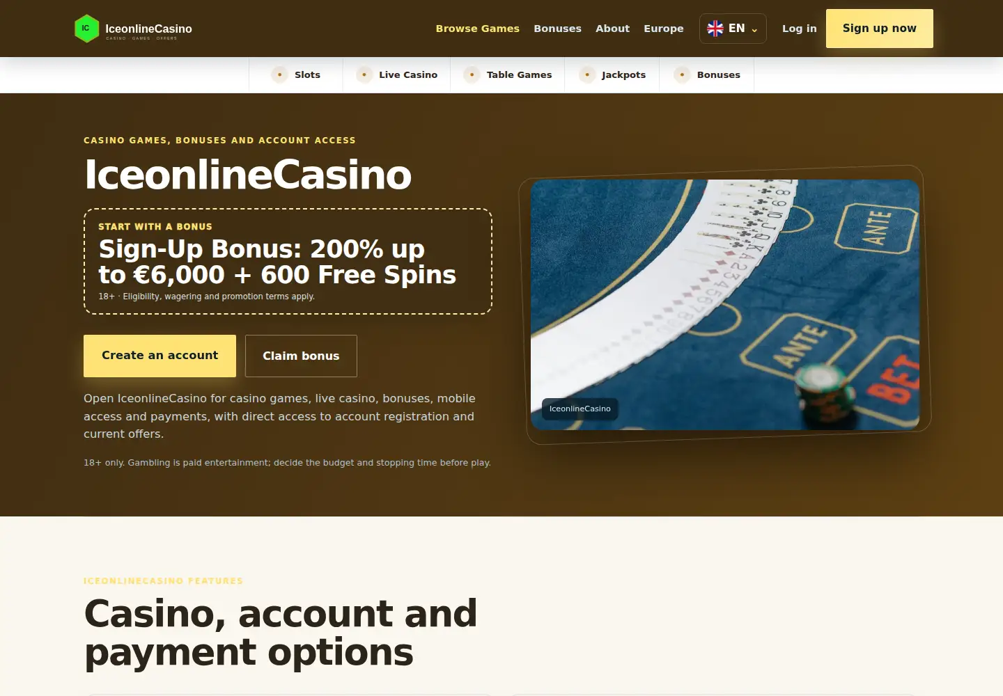 Screenshot of iceonlinecasino.eu