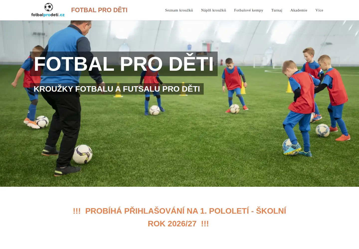Captured homepage of fotbalprodeti.cz in the current scan