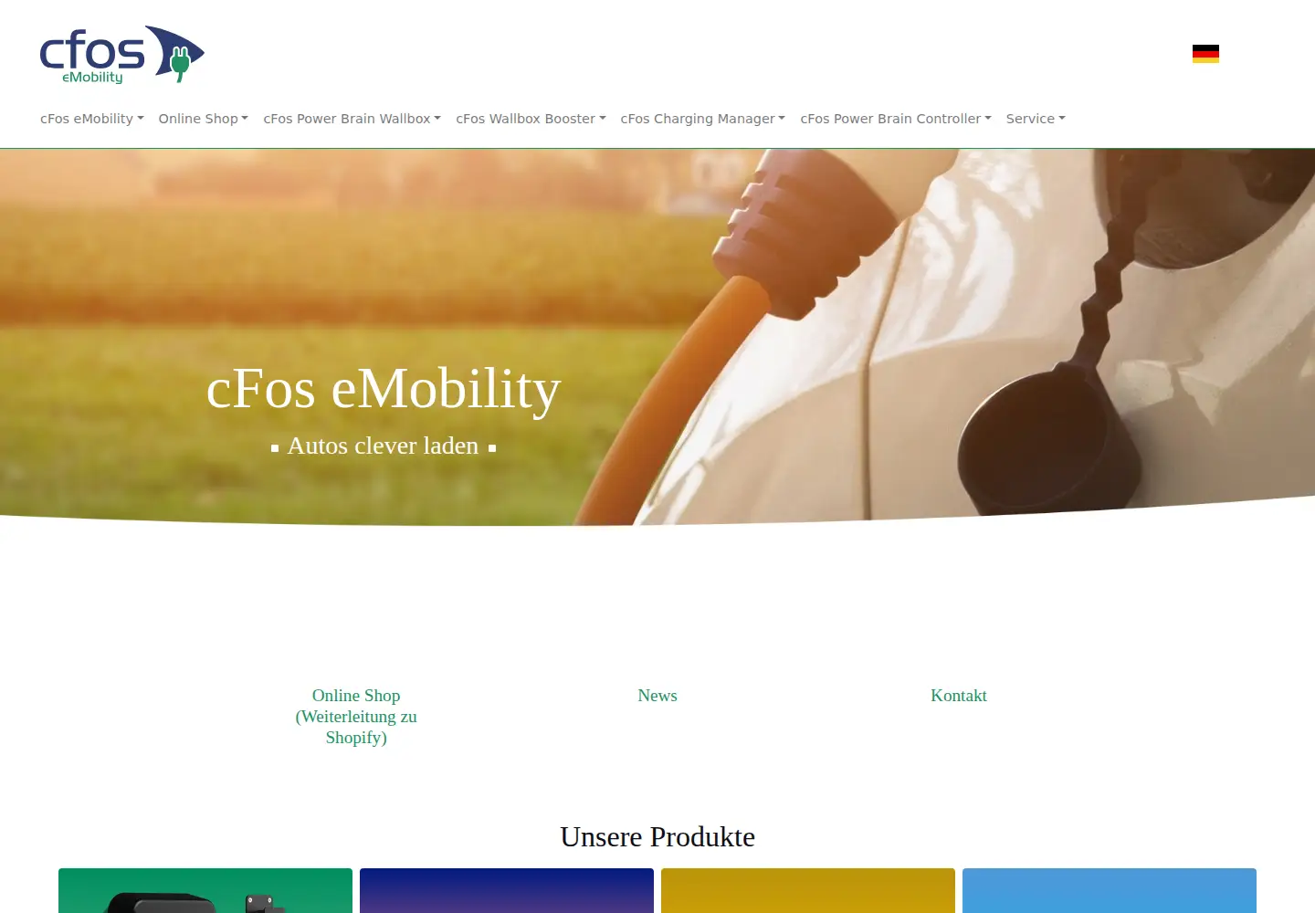Captured homepage of cfos-emobility.de in the current scan