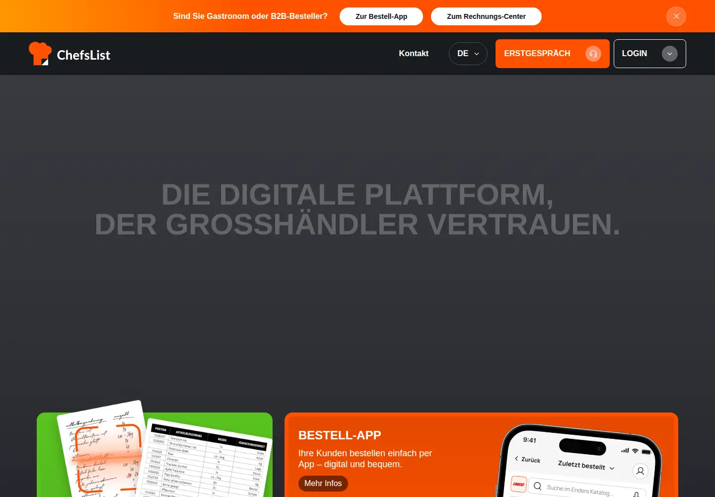Captured homepage of chefslist.de in the current scan