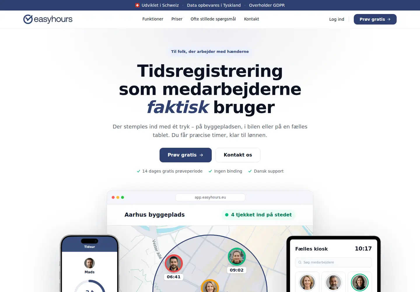 Screenshot of easyhours.dk