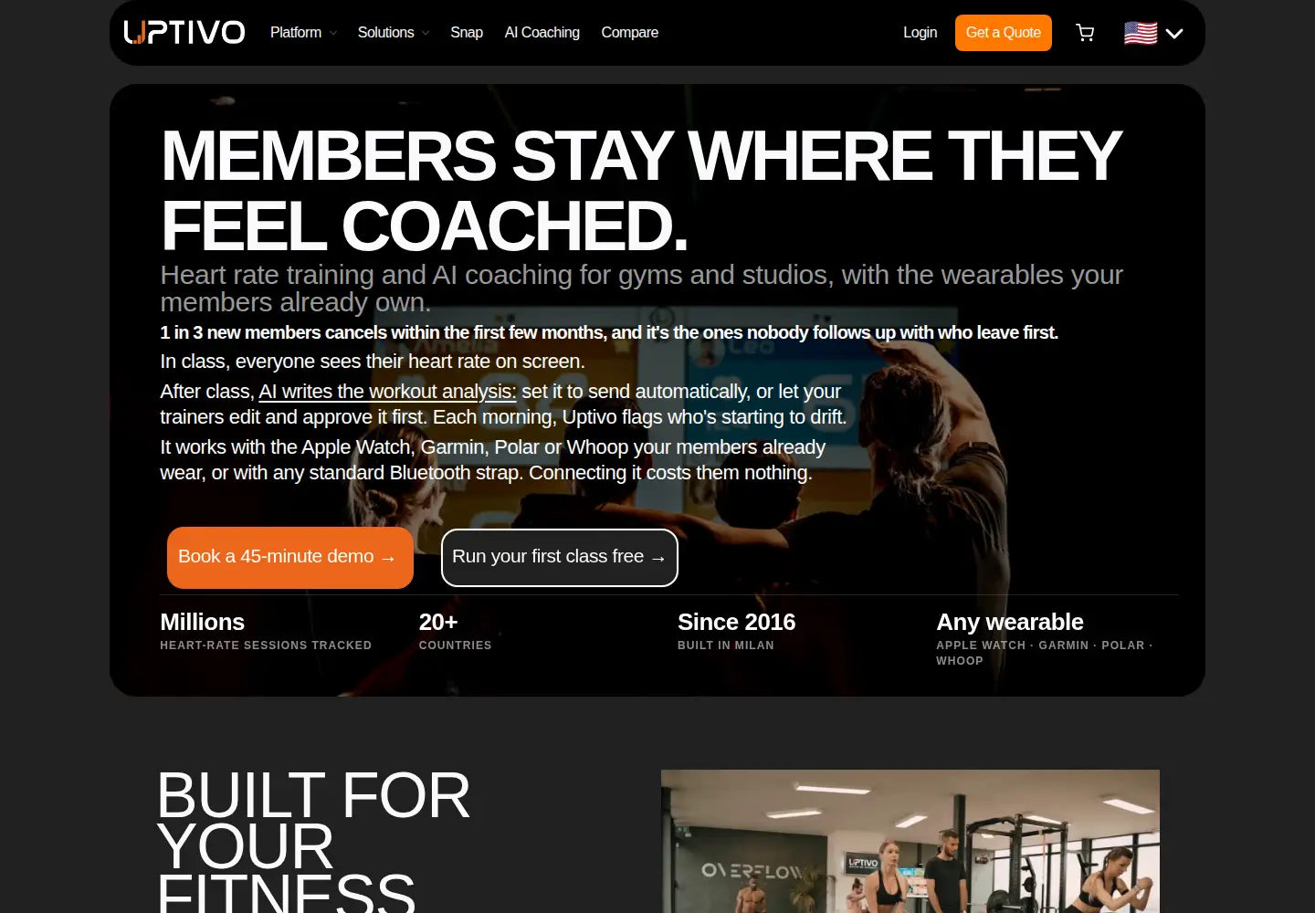 Captured homepage of uptivo.fit in the current scan