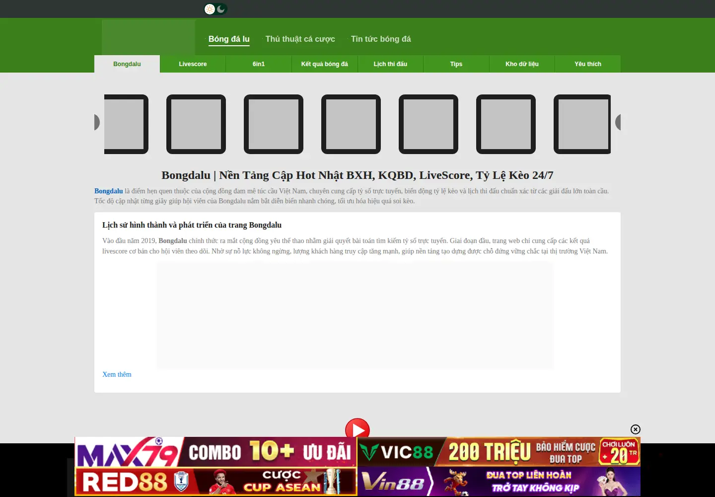 Screenshot of bongdalu.free