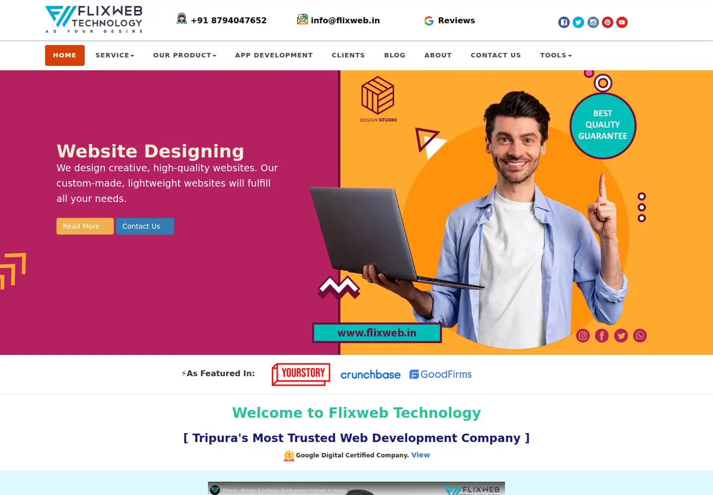 Captured homepage of flixweb.in in the current scan