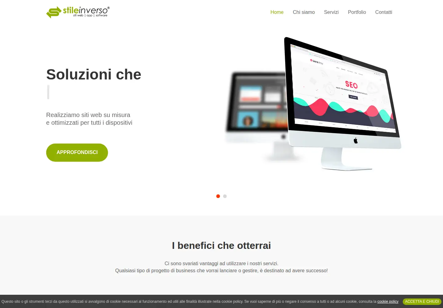 Captured homepage of stileinverso.it in the current scan