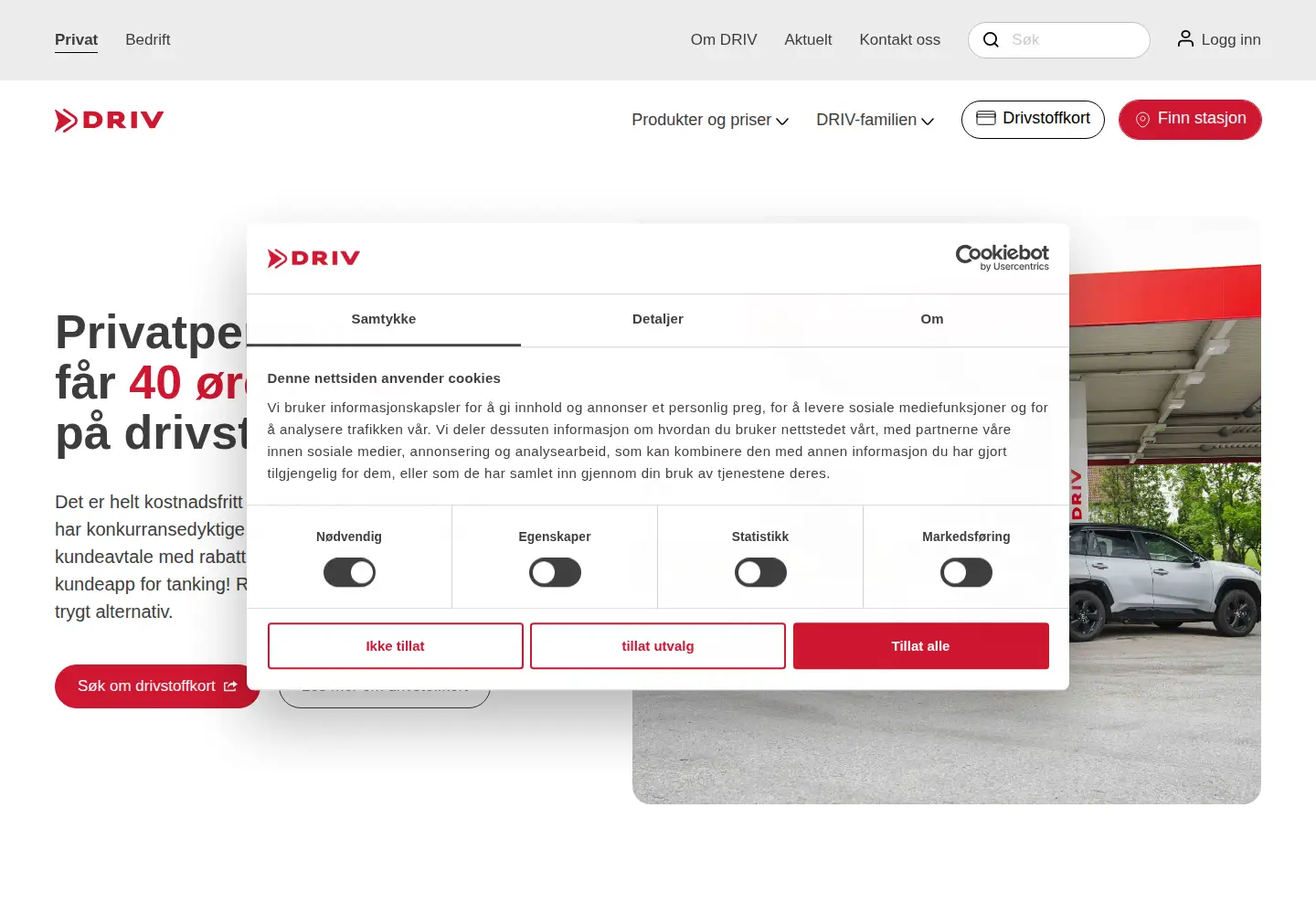 Screenshot of drivenergi.no