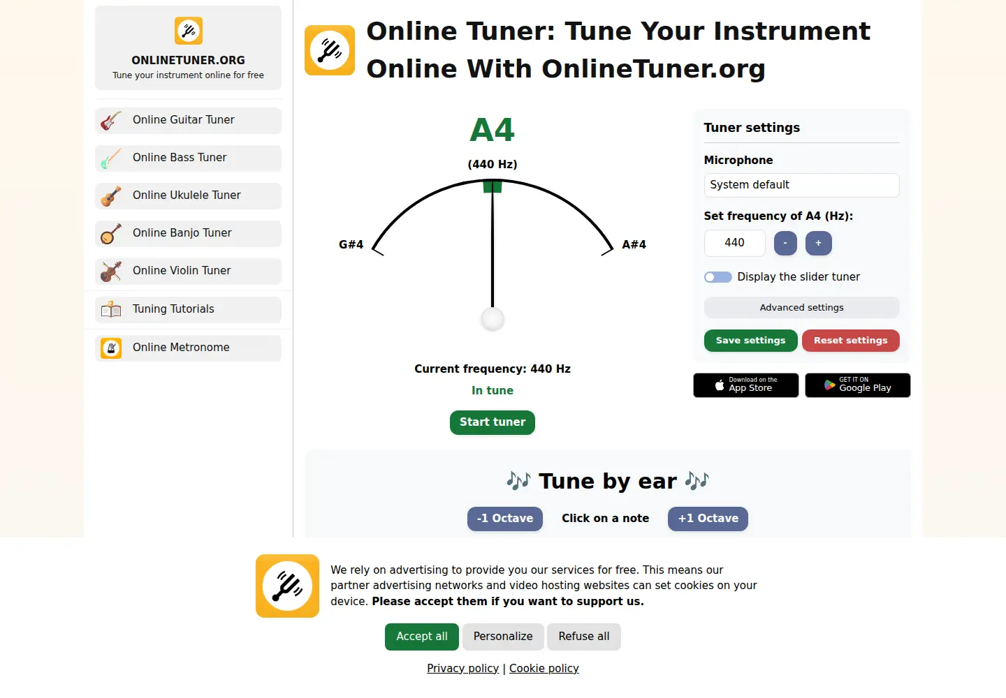 Screenshot of onlinetuner.org