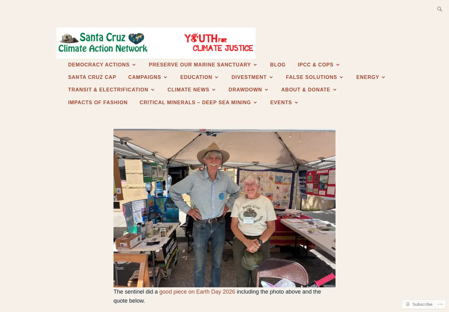 Screenshot of scruzclimate.org