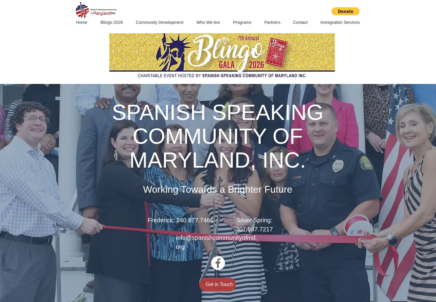 Captured homepage of spanishcommunityofmd.org in the current scan