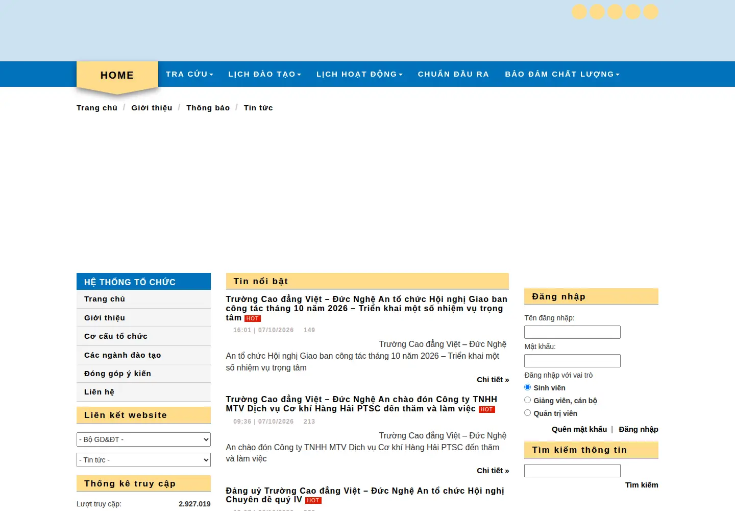 Captured homepage of cdvdna.edu.vn in the current scan