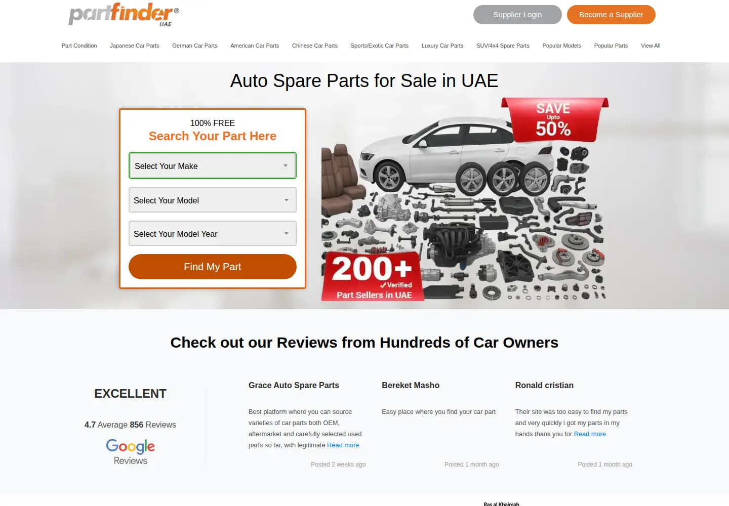 Screenshot of thepartfinder.ae