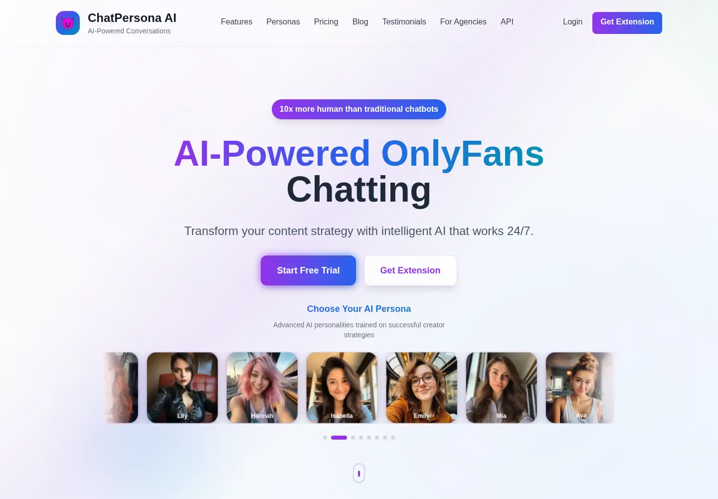 Screenshot of chatpersona.ai