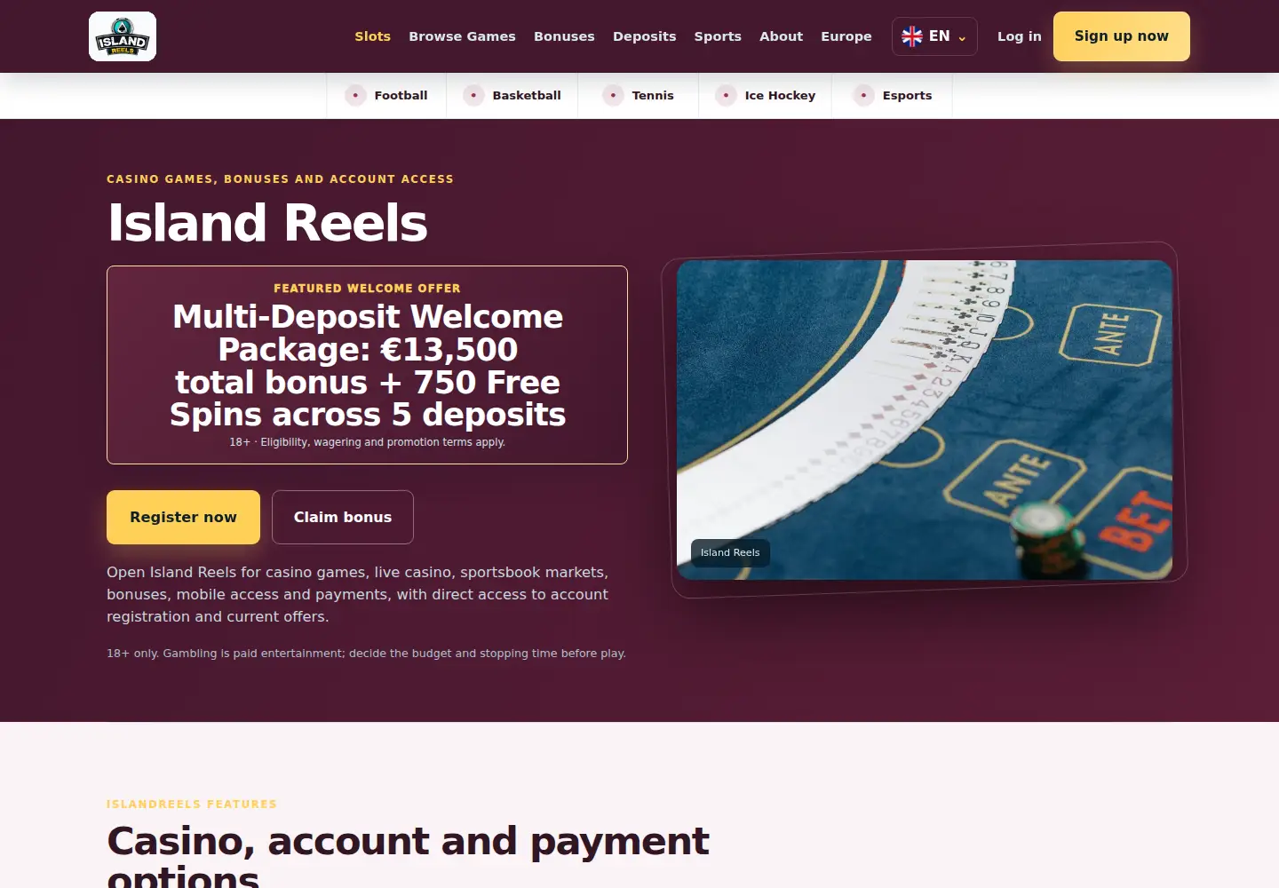 Screenshot of islandreels.eu