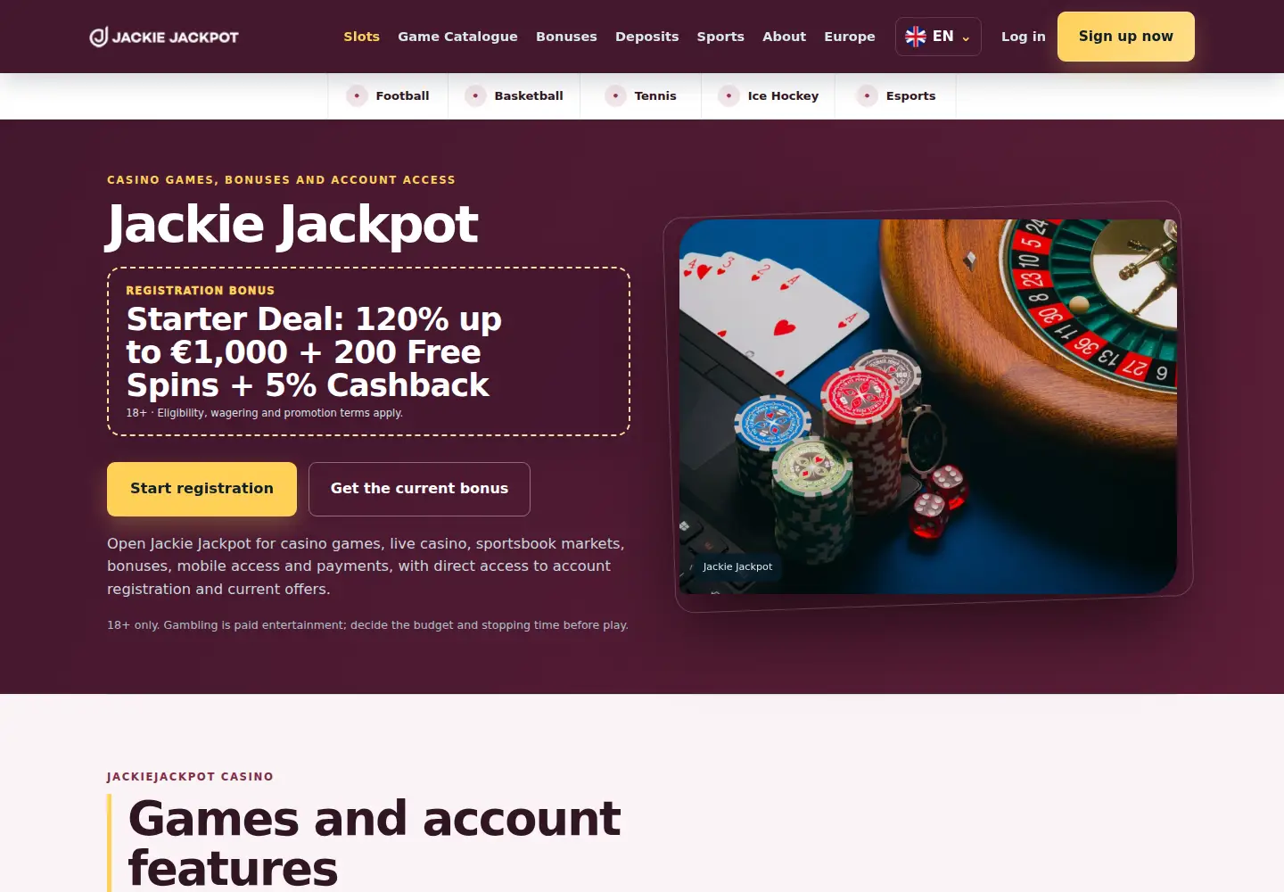 Screenshot of jackiejackpot.eu