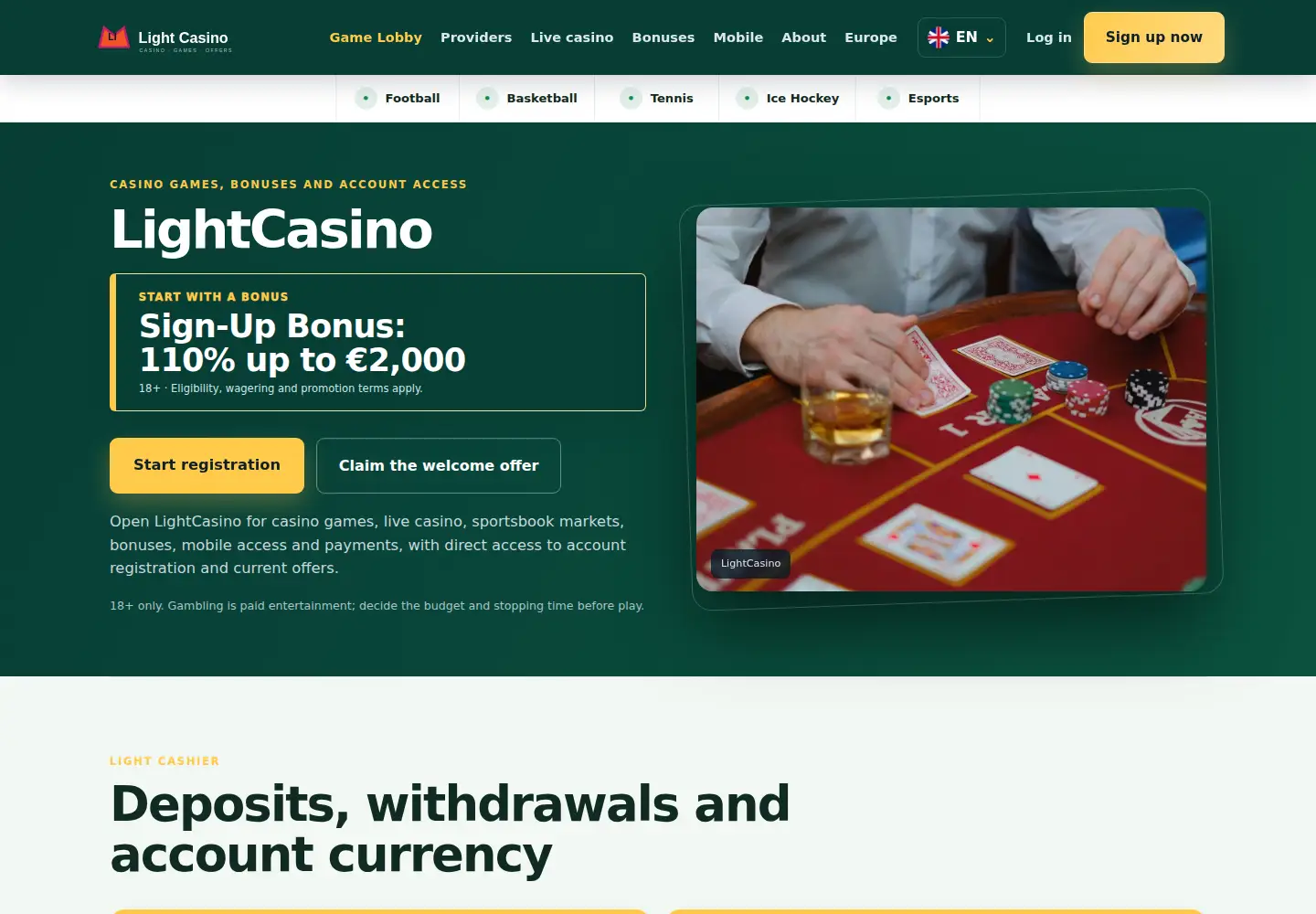 Screenshot of light-casino.eu