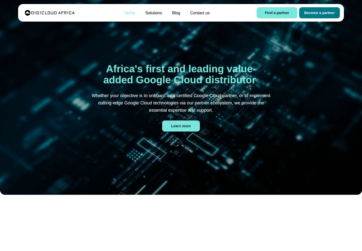 Captured homepage of digicloud.africa in the current scan