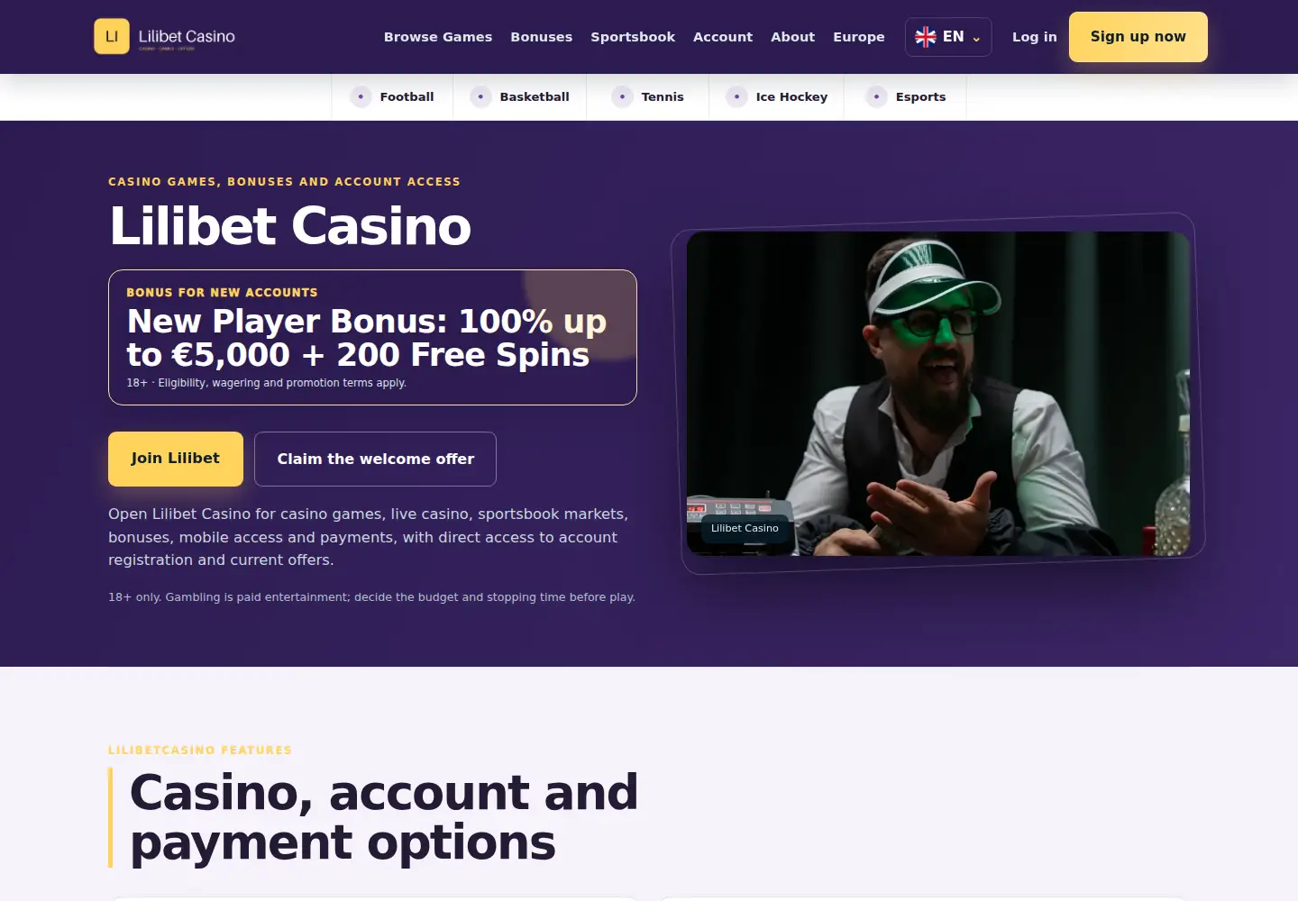 Screenshot of lilibetcasino.eu