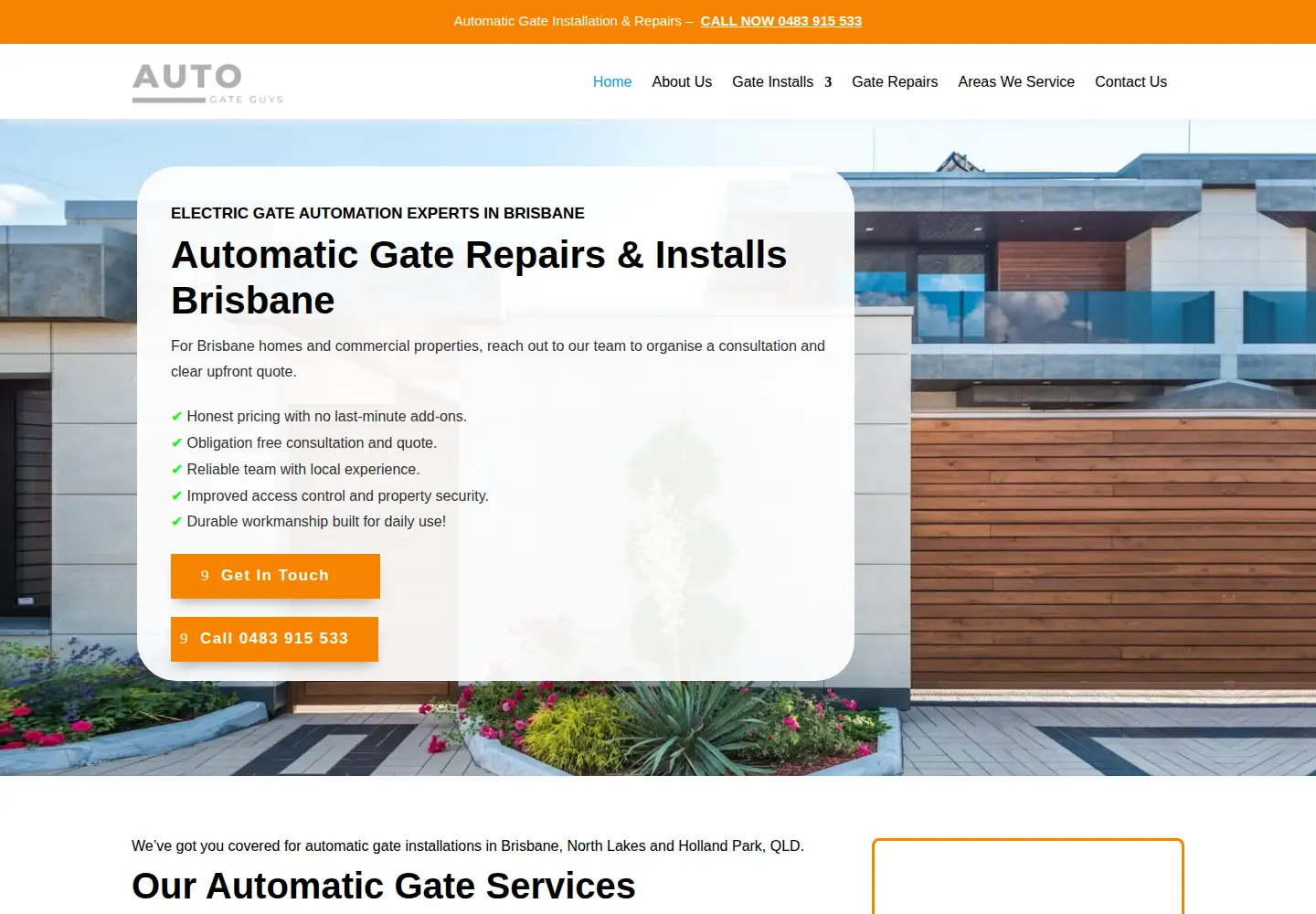 Screenshot of autogateguysbrisbane.com.au