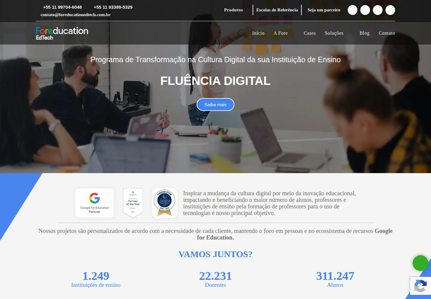 Captured homepage of foreducationedtech.com.br in the current scan