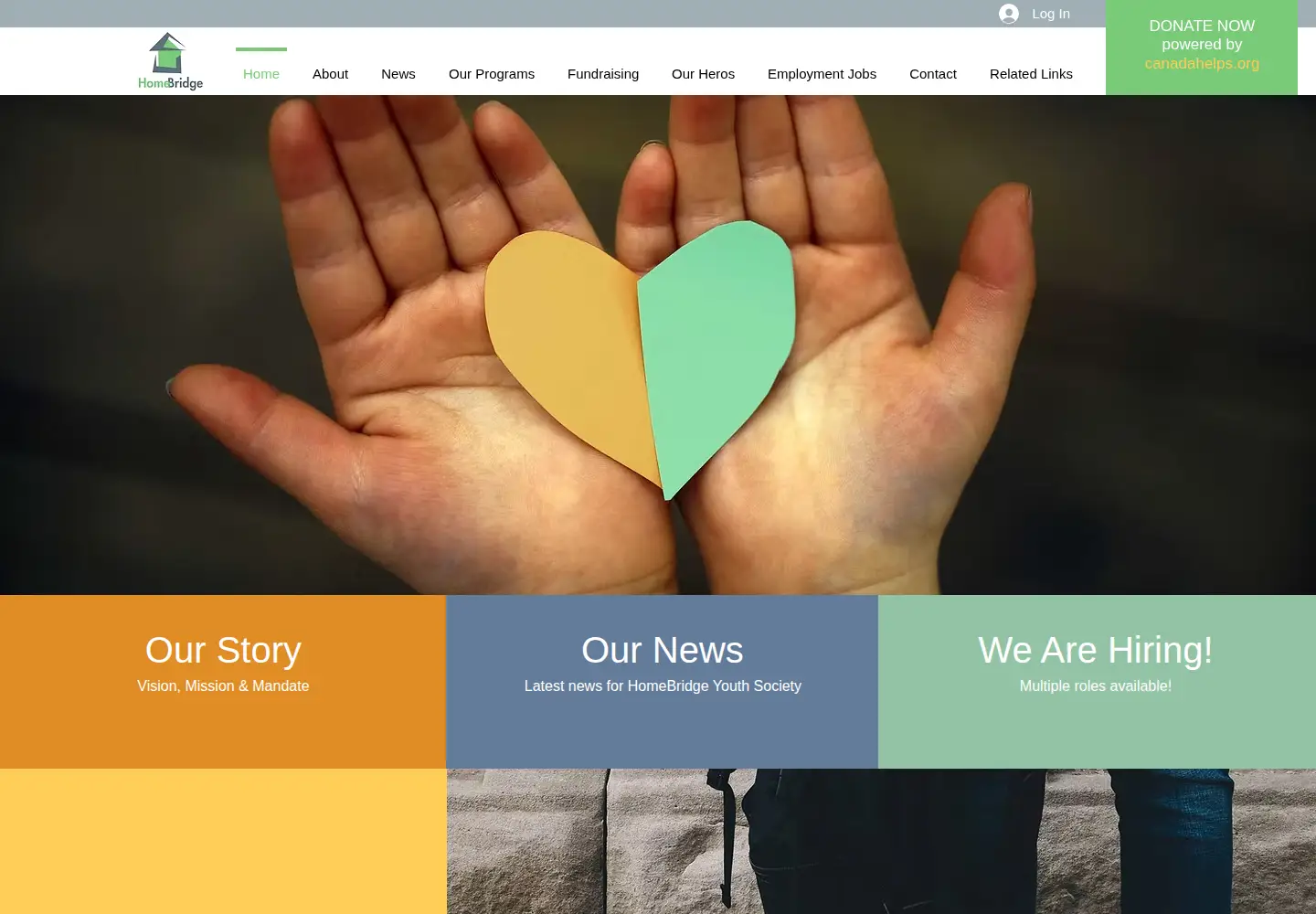 Screenshot of homebridgeyouth.ca