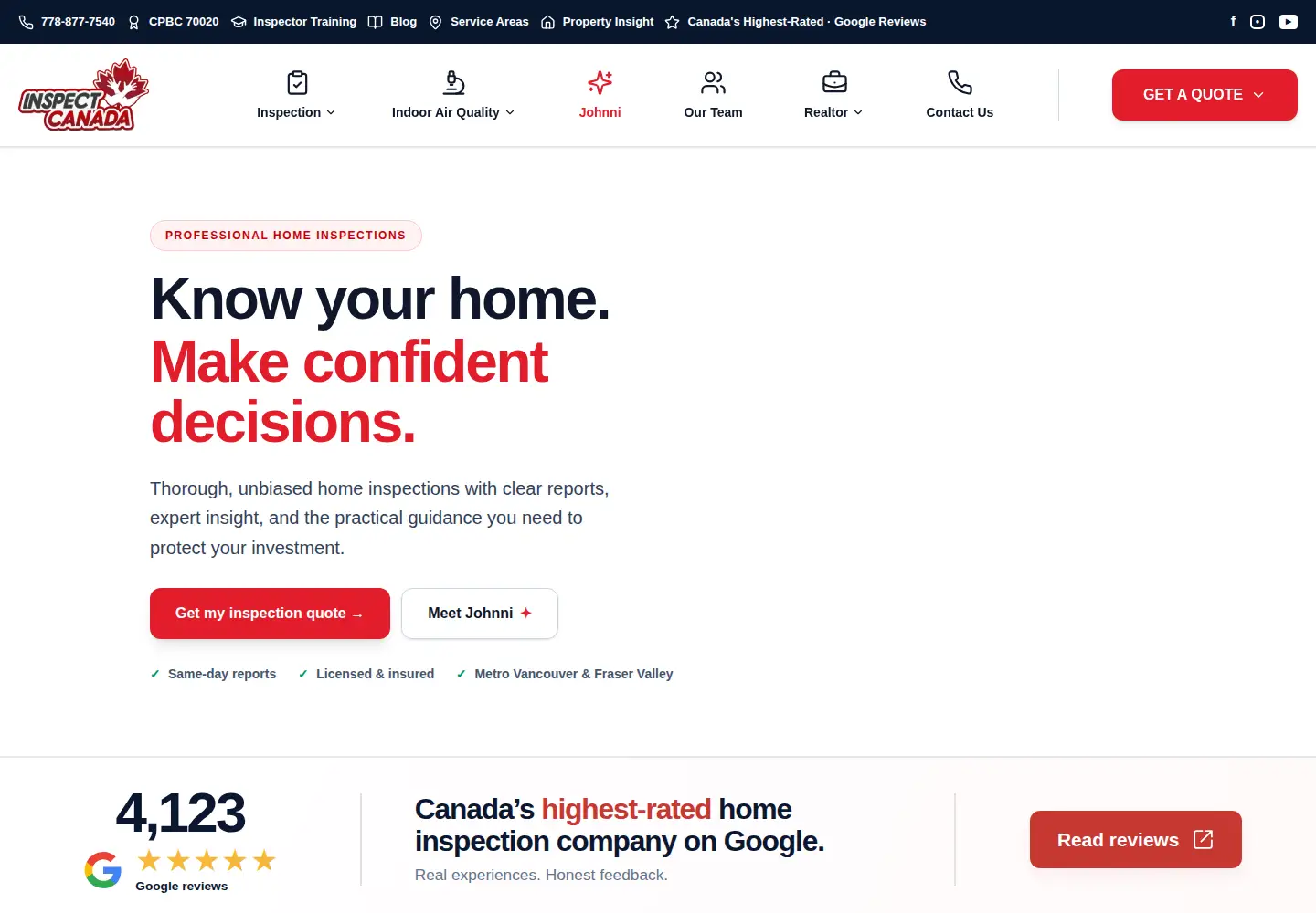 Screenshot of inspect.ca