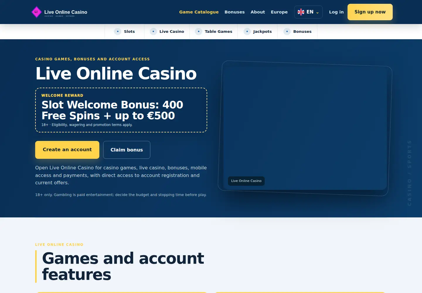 Screenshot of live-online-casino.eu