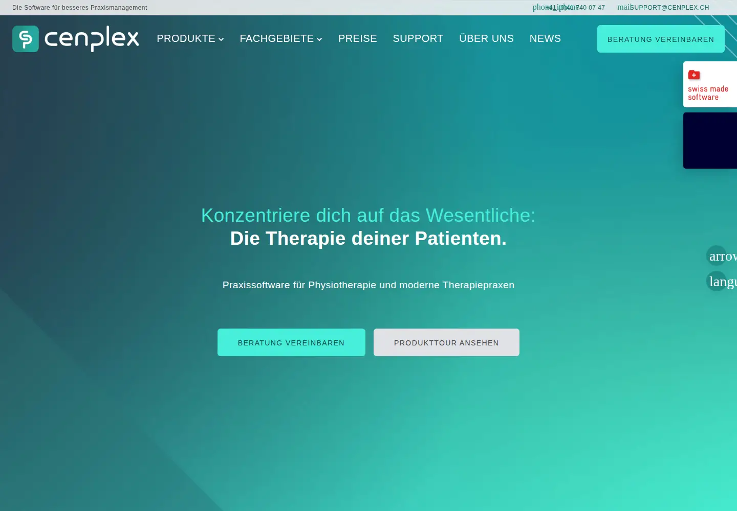 Captured homepage of cenplex.ch in the current scan