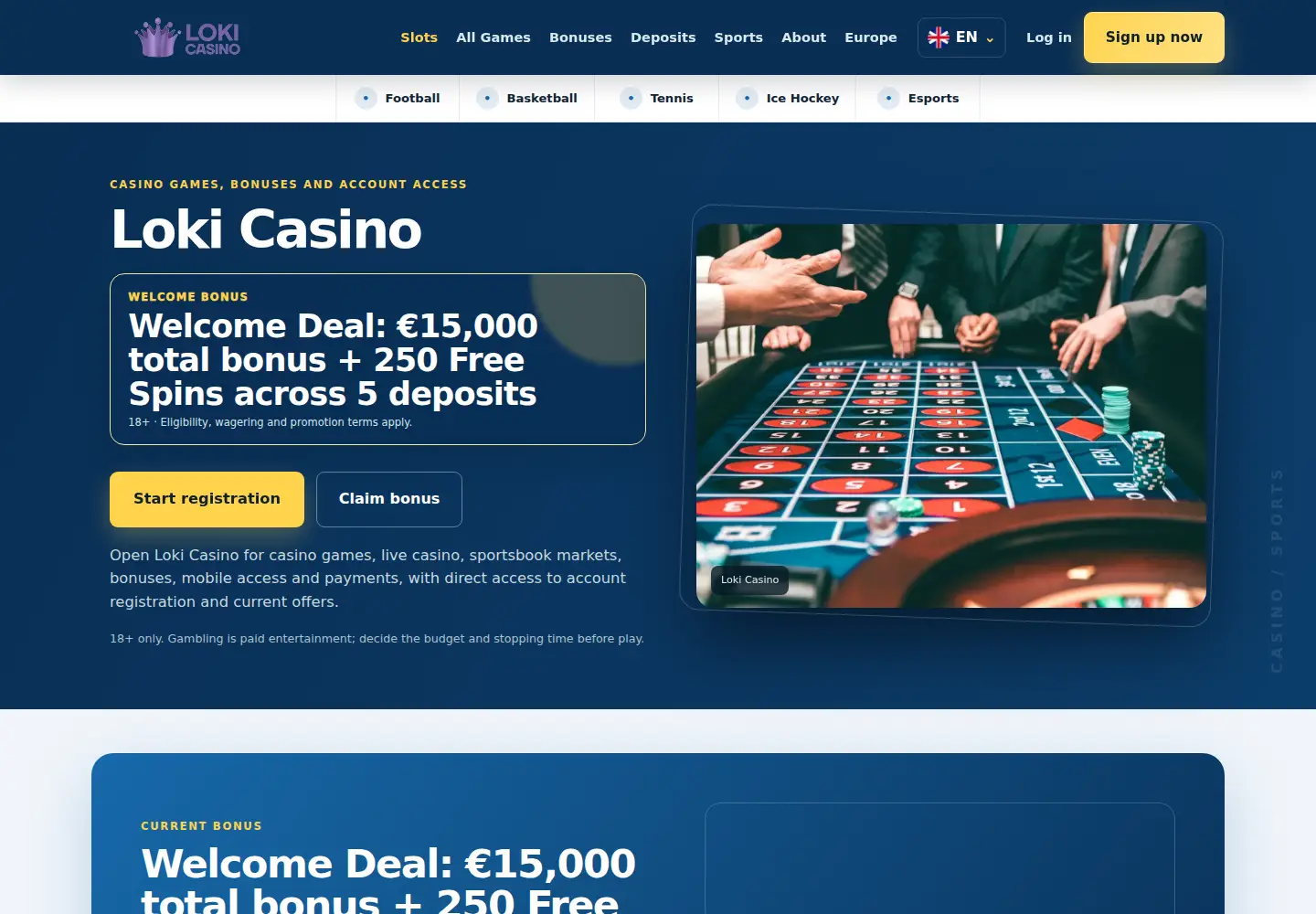 Screenshot of lokicasino.eu