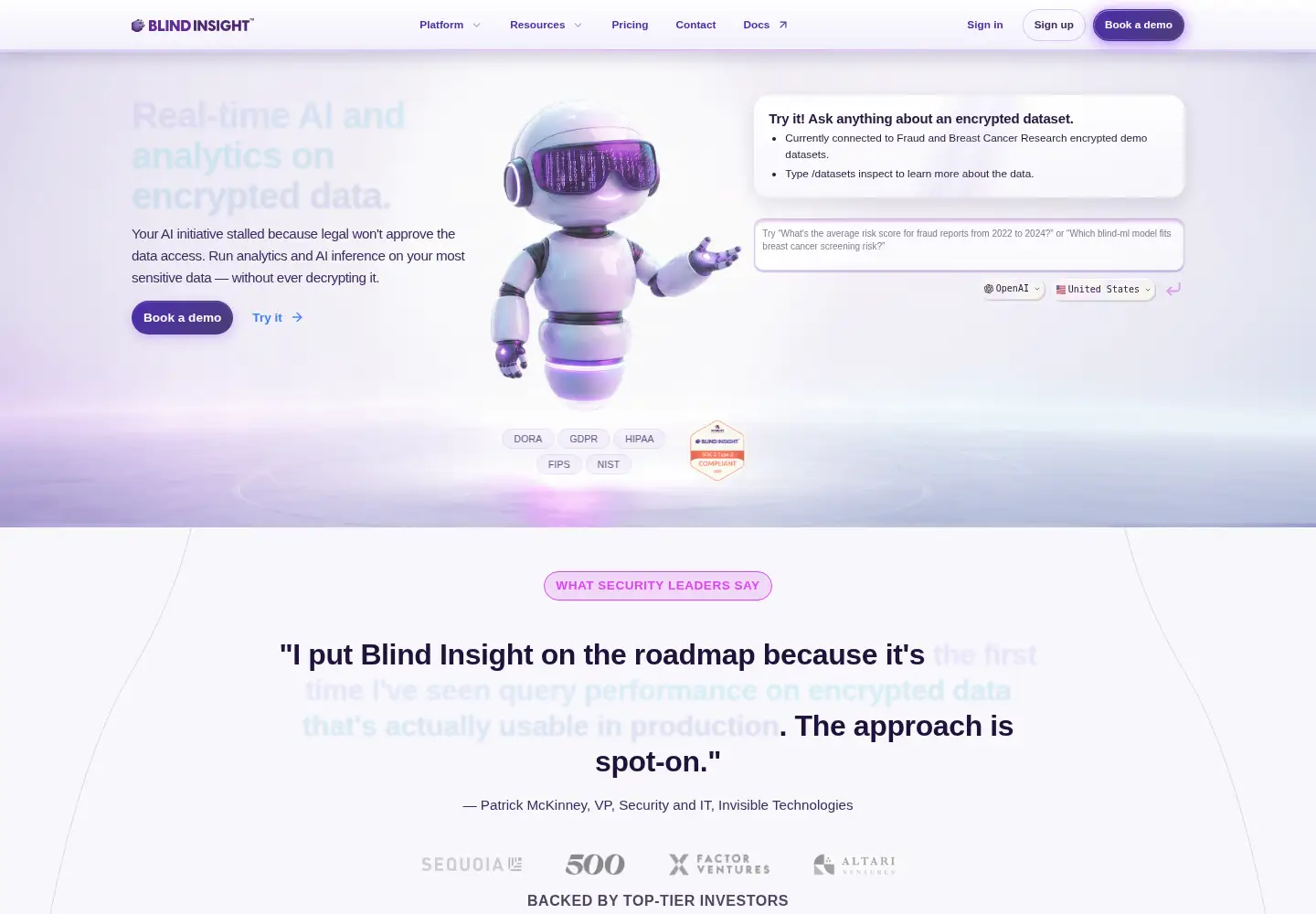 Screenshot of blindinsight.com