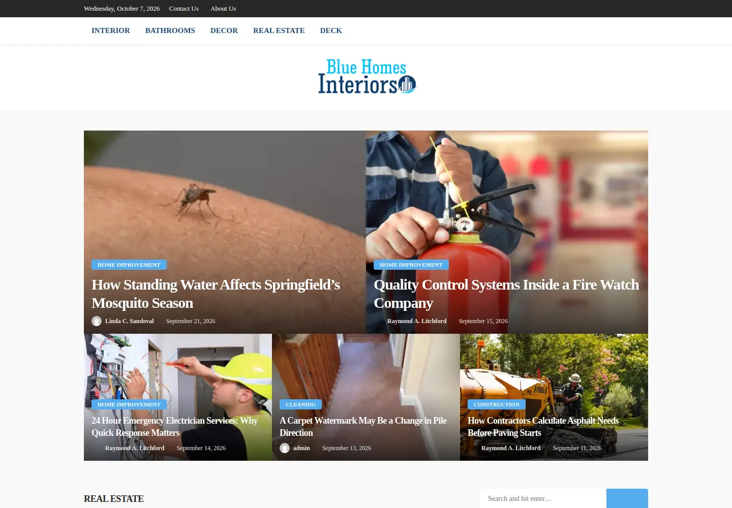 Captured homepage of bluehomesinteriors.com in the current scan