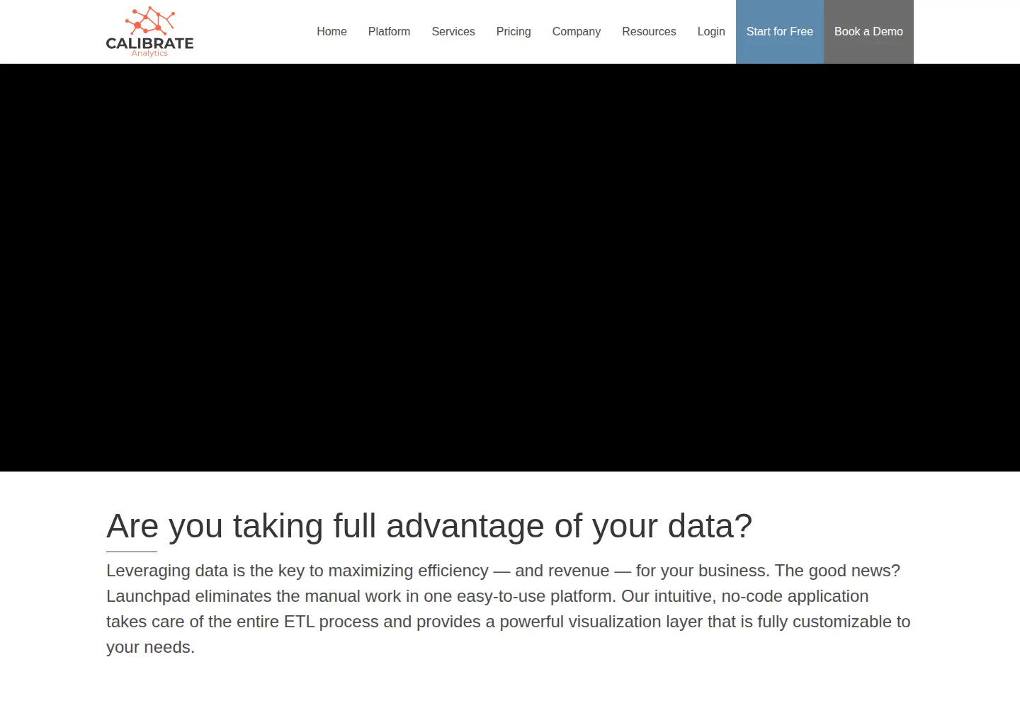Captured homepage of calibrate-analytics.com in the current scan