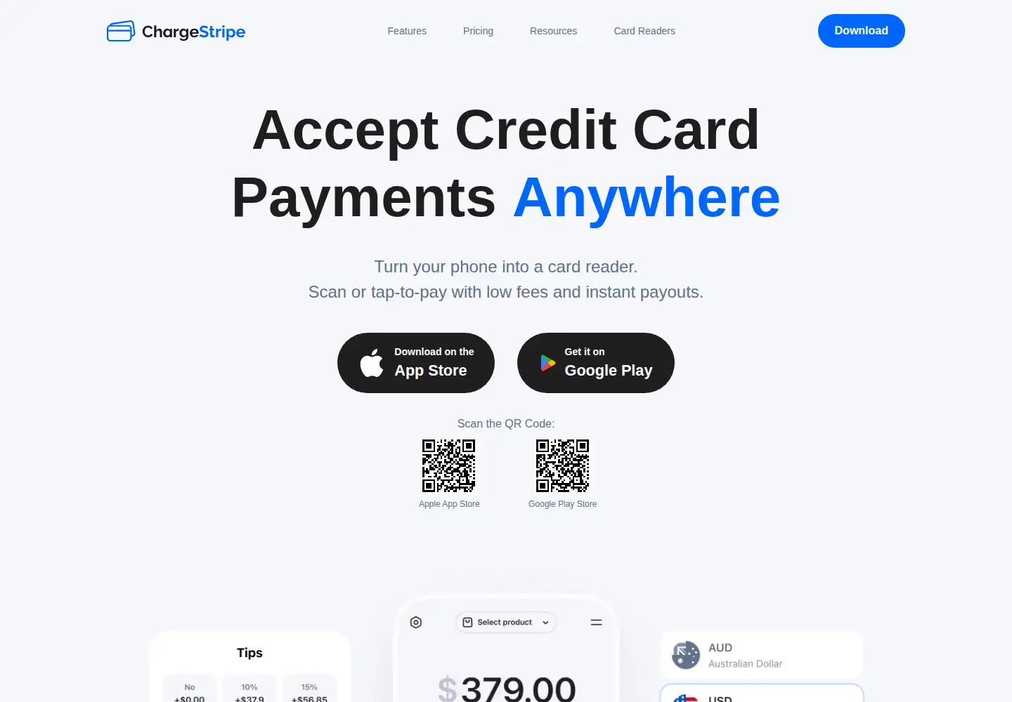 Captured homepage of chargestripe.com in the current scan