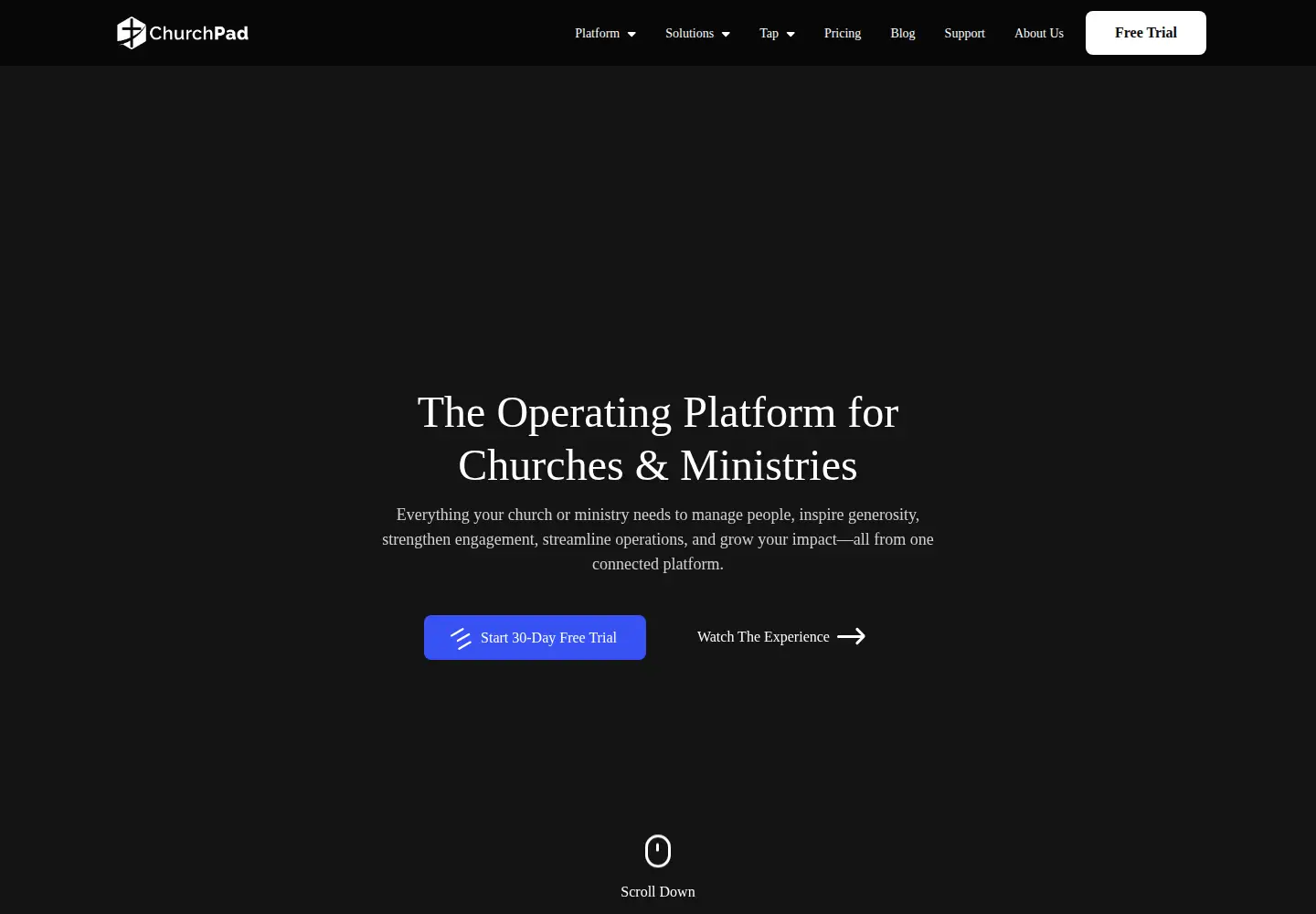 Screenshot of churchpad.com