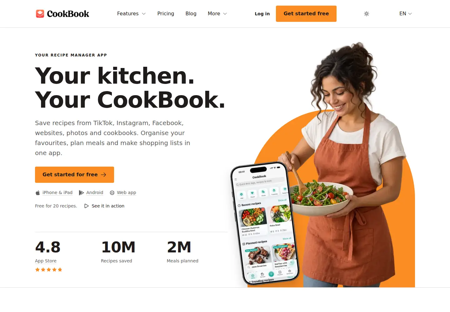 Screenshot of cookbookmanager.com