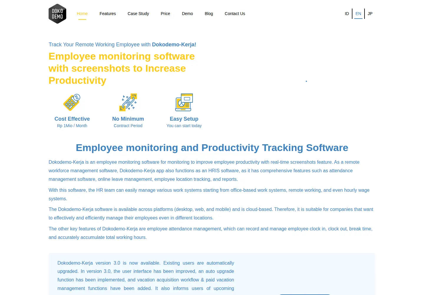 Captured homepage of dokodemo-kerja.com in the current scan